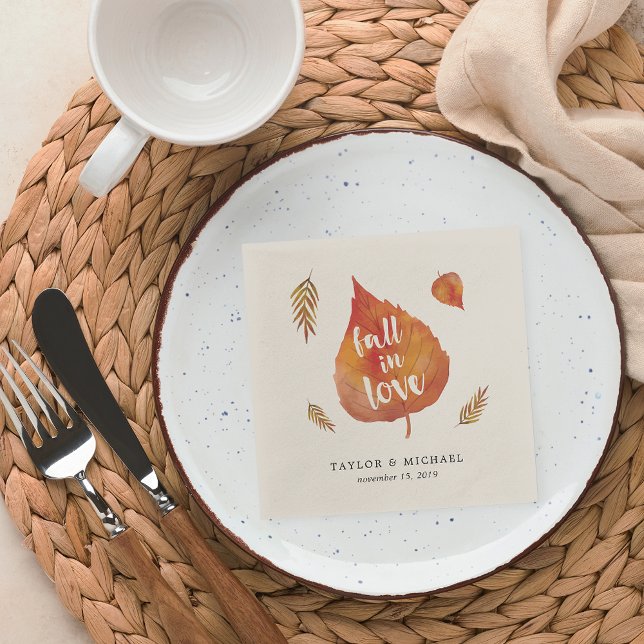 Servilleta De Papel Caer enamorada | Boda de hojas de otoño (Subido por el creador)