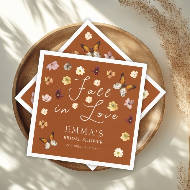 Servilleta De Papel Caer Enamorada Naranja Quemado Boho Bridal Shower (Subido por el creador)