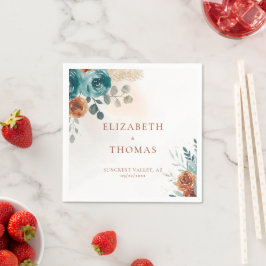 Servilleta De Papel Caer Naranjas Verde azulados quemados Rosas de col