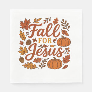Servilleta De Papel Caer Por Jesús Calabaza de Otoño Fe Cristiana Clas