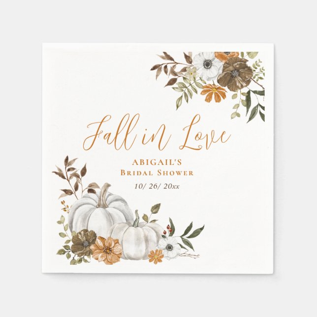 Servilleta De Papel Caer Rústica Calabaza Ducha de novia (Anverso)