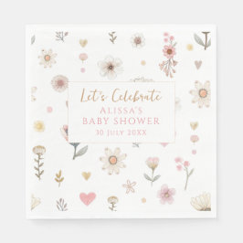 Servilleta De Papel Café Baby Shower Floral Wildflower