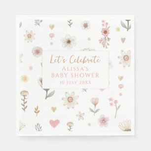 Servilleta De Papel Café Baby Shower Floral Wildflower