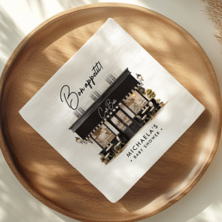 Servilleta De Papel Café Bébé Black & White Bon Appétit Baby Shower