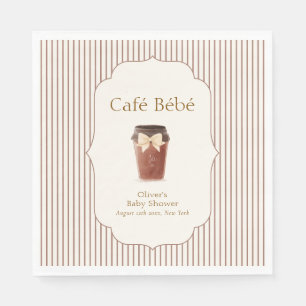Servilleta De Papel Café Bébé de raya elegante marrón Baby shower