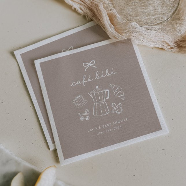 Servilleta De Papel Café Bebe Home Café para Baby Shower Latte (Zazzle Cafe Bebe Home Coffee Baby Shower Latte Napkins)
