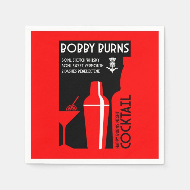 Servilleta De Papel Café Bobby Burns Whiskey (Anverso)