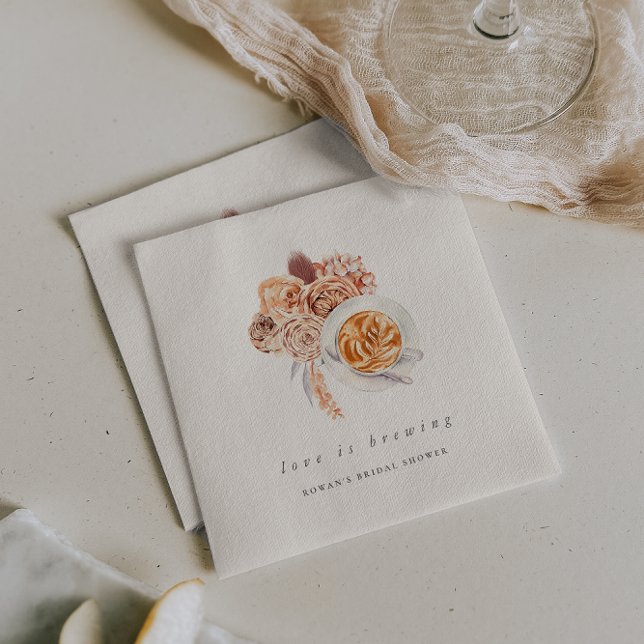 Servilleta De Papel Café Boho Floral "El amor se está preparando" duch (Subido por el creador)