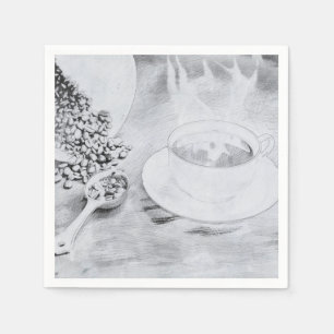 Servilleta De Papel Café caliente en blanco y negro