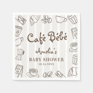 Servilleta De Papel Café Caprichoso Bebe Rayas Marrones Baby Shower