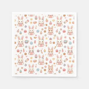 Servilleta De Papel Café de conejitos Kawaii Pascua Chibi lindo