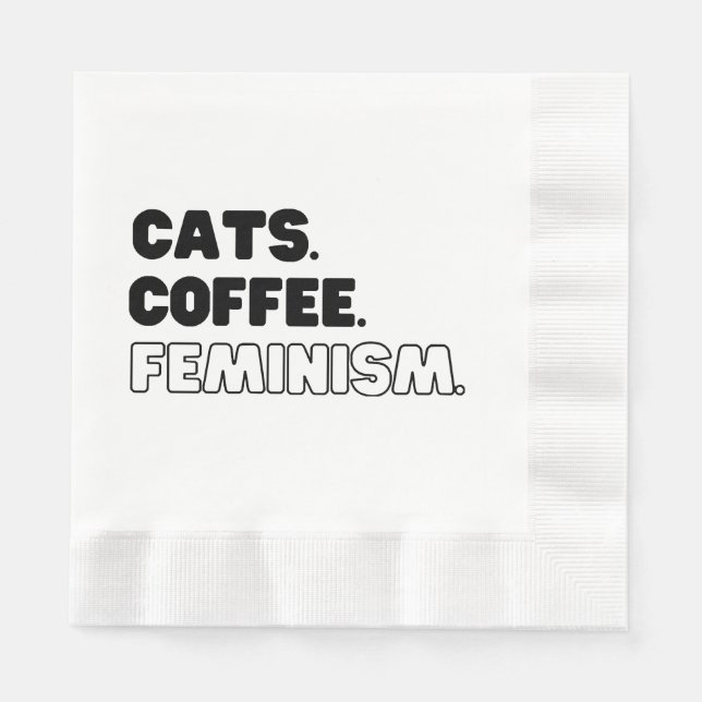 Servilleta De Papel Café de Gatos Feminismo (Anverso)