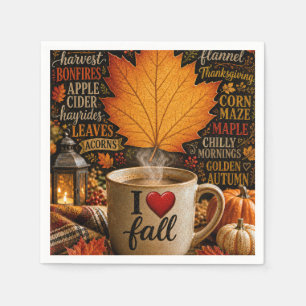 Servilleta De Papel Café de otoño con nube de palabras