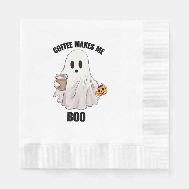 Servilleta De Papel Café Fantasma Halloween Divertido  (Anverso)