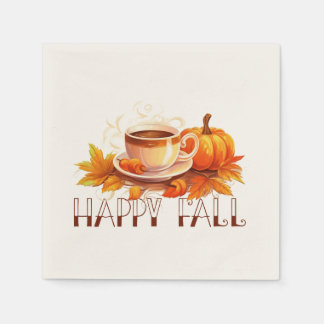 Servilleta De Papel Café Feliz Otoño Calabaza