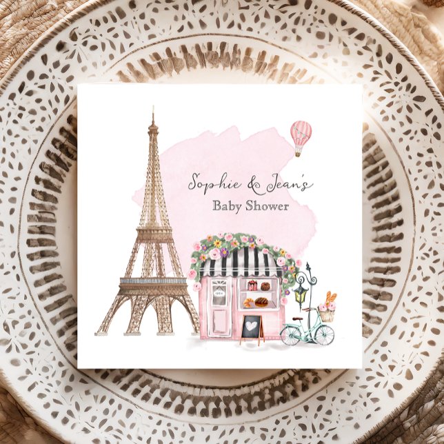 Servilleta De Papel Café francés Bonjour Bebe Paris Tea Baby Shower (Subido por el creador)
