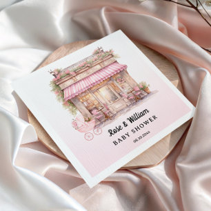 Servilleta De Papel Café Francés Floral Rosa para Bebé Niña