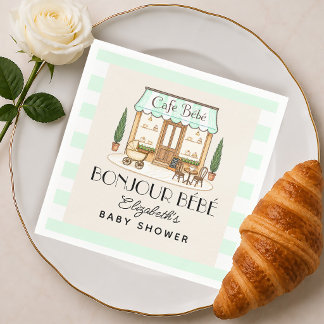 Servilleta De Papel Café Francés París Bébé Baby Shower de Género Neut