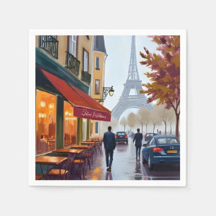 Servilleta De Papel Café Francés París Torre Eiffel Acuarela