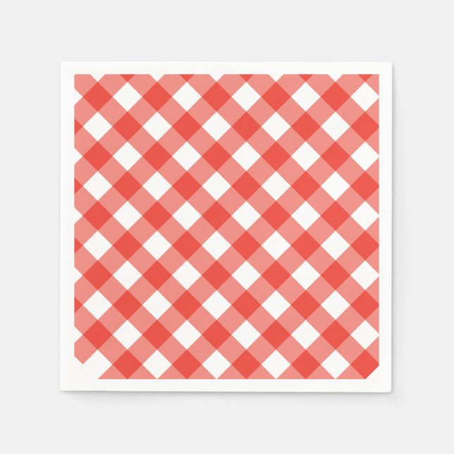 Servilleta De Papel Café Italiano Cuadro Rojo Gingham (Anverso)