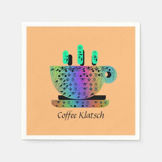 Servilleta De Papel Café Klatsch Black Floral Melon (Anverso)