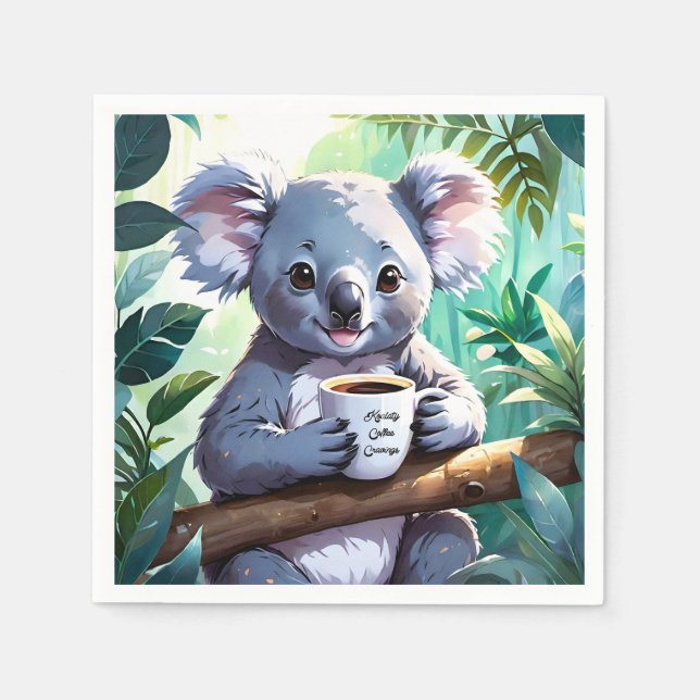Servilleta De Papel Café Koala Jungla Acogedora (Anverso)