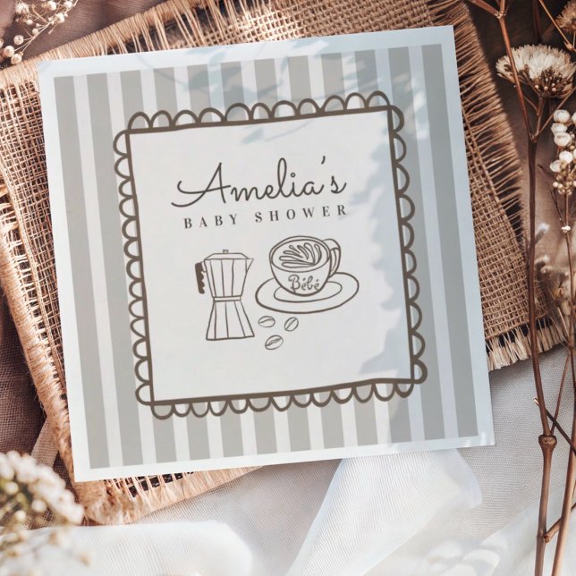 Servilleta De Papel Café Moderno Bebe Cumpleaños Dibujado a Mano (Subido por el creador)