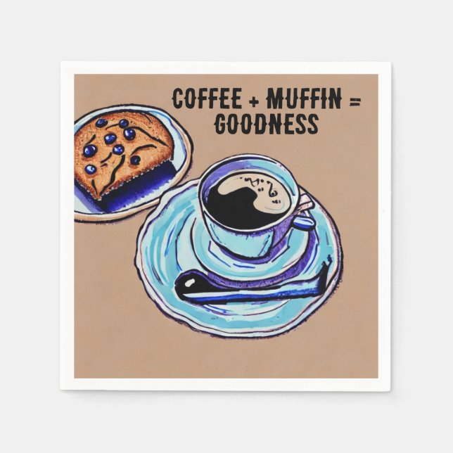 Servilleta De Papel "Café + Muffin = Bondad" Caprichoso Café (Anverso)