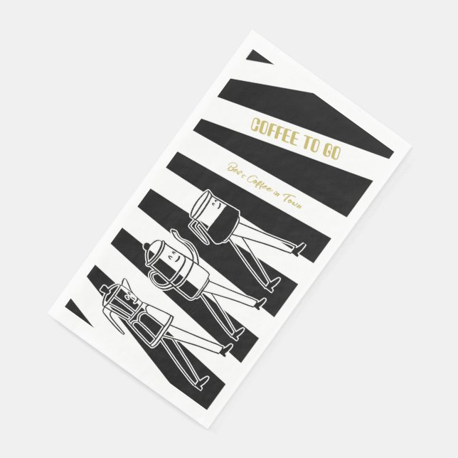 Servilleta De Papel Café rayado en blanco y negro (Esquina)