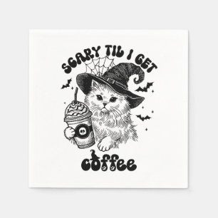 Servilleta De Papel Café Retro Halloween Cat Scary ’Hasta que consiga 