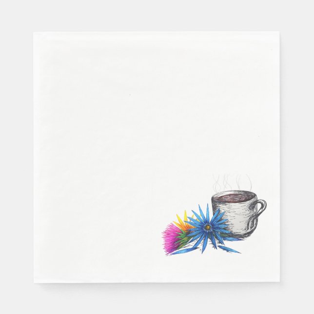 Servilleta De Papel Café y Flores Silvestres (Anverso)