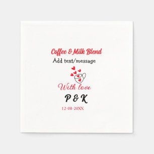 Servilleta De Papel Café y mezcla de leche amor pareja café corazón ro