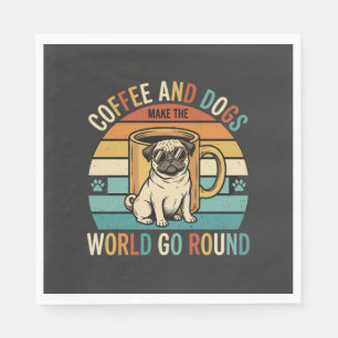 Servilleta De Papel Café y Perros Retro Amante Pug