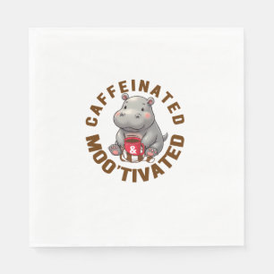 Servilleta De Papel Caffeinated & Moo'motivated Funny Moo-Deng, Love, 