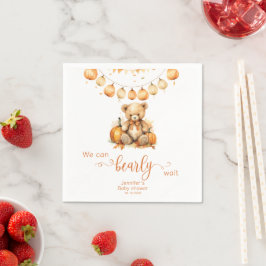 Servilleta De Papel Caída acuarela boho oso calabaza bebé ducha