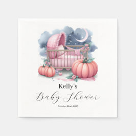 Servilleta De Papel Caída de color de calabaza rosa y otoño