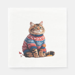 Servilleta De Papel Caída de la Hoja del Gato Hola Funny Cat Kitten Lo