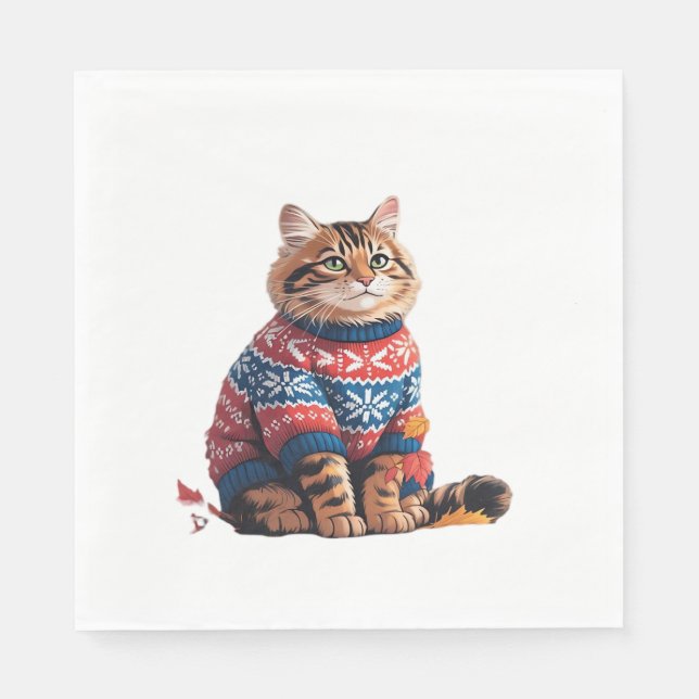 Servilleta De Papel Caída de la Hoja del Gato Hola Funny Cat Kitten Lo (Anverso)