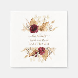 Servilleta De Papel Caída de las flores de borgoña Boda de palma de gr