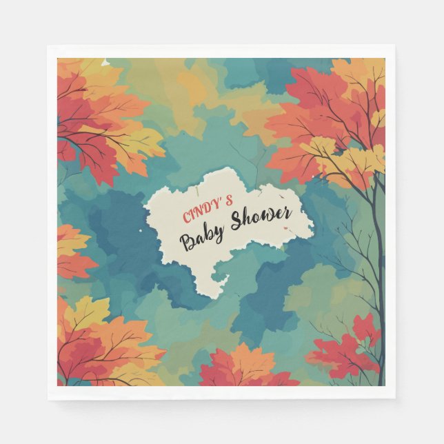 Servilleta De Papel Caída de otoño acuarela floral ducha de bebé (Anverso)