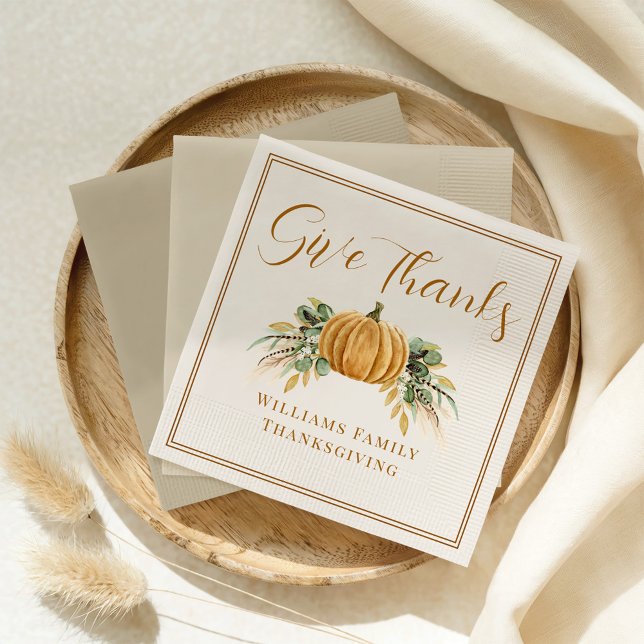 Servilleta De Papel Caída Doy Gracias Rústico Calabaza De Acción De Gr (Subido por el creador)