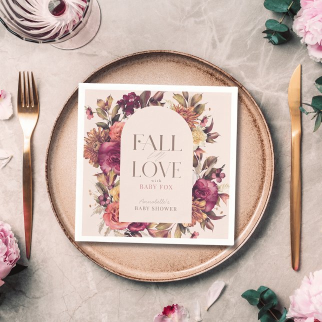 Servilleta De Papel Caída en el Amor Autumn Wreath Arch Pink Baby Show (Subido por el creador)