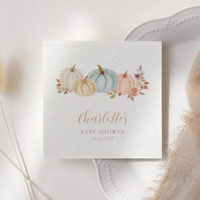 Servilleta De Papel Caída Floral Pequeña Calabaza | BABY SHOWER (Subido por el creador)