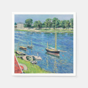 Servilleta De Papel Caillebotte - Sena en Argenteuil, Barcos anclados