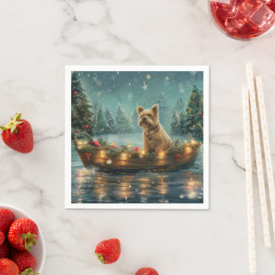 Servilleta De Papel Cairn Terrier Festivo Viaje de Navidad