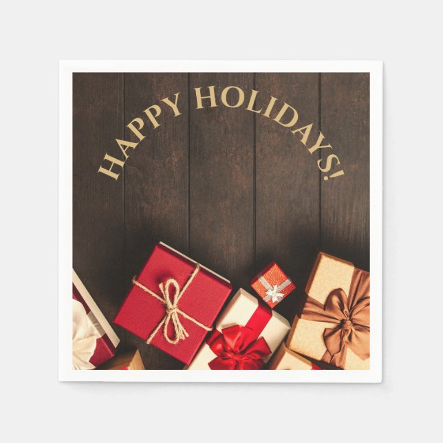 Servilleta De Papel Caja de Regalos Rústicos, Navidades (Anverso)