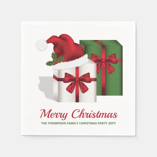 Servilleta De Papel Cajas De Regalo Blancas Y Verdes Con Texto Persona (Anverso)