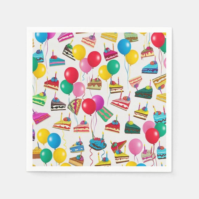 SERVILLETA DE PAPEL " CAKE SLICIES Y BALONES " (Anverso)