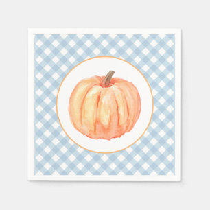 Servilleta De Papel Calabacita pastel azul a cuadros primer cumpleaños