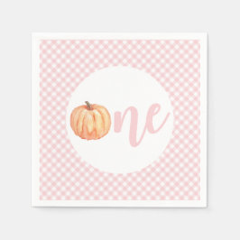 Servilleta De Papel Calabacita pastel rosa cuadros primer cumpleaños